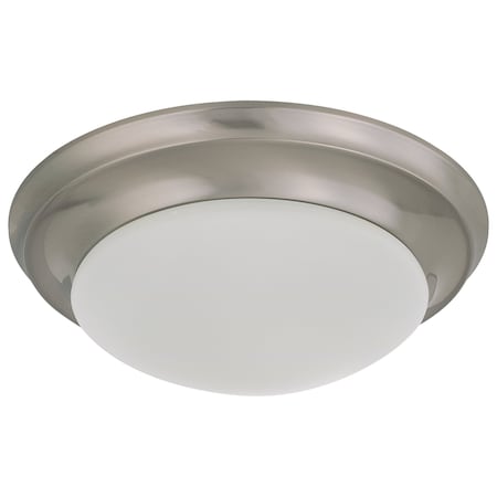 Nuvo 25W Flush Mount Twist & Lock Fixture, LED 14 in. Brushed Nickel Finish Frosted Glass 62/688